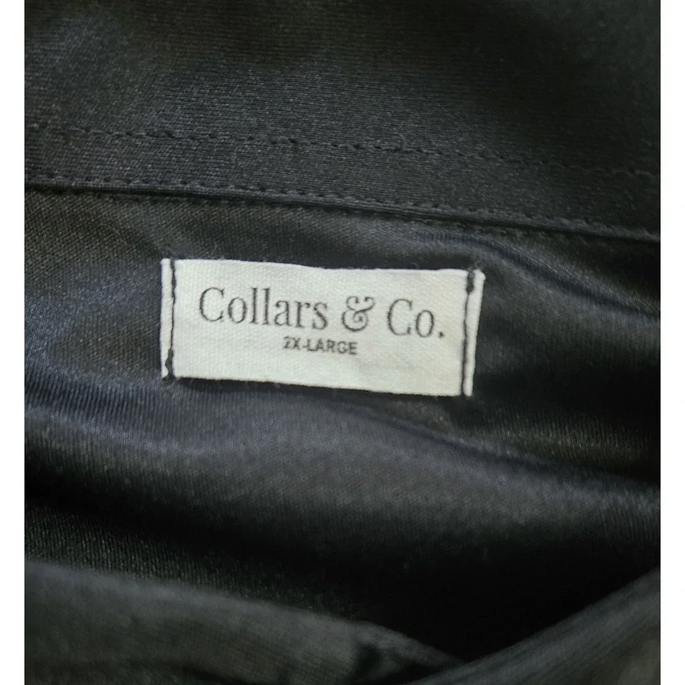 Collars and Co Dress Collar Polo Men 2XL Black Short Sleeve Shirt Performance